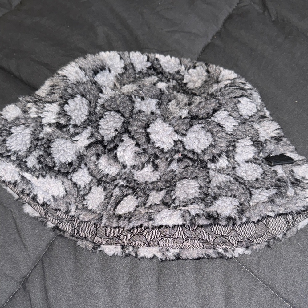 Gray Patterned Coach Sherpa Bucket Hat